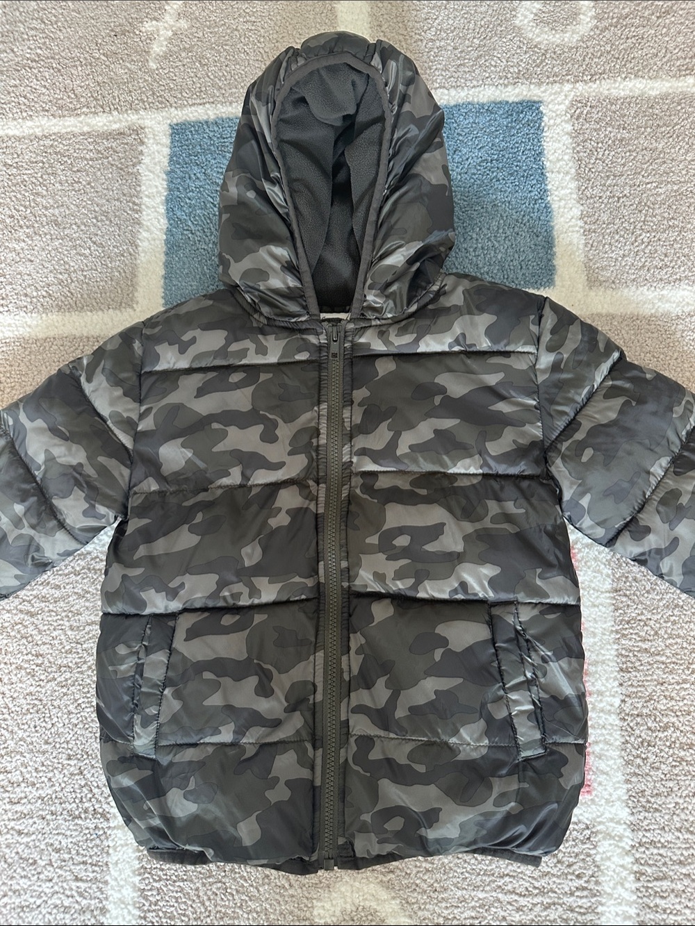 Kids Gymboree Green Camo Puffer Jacket with Hood